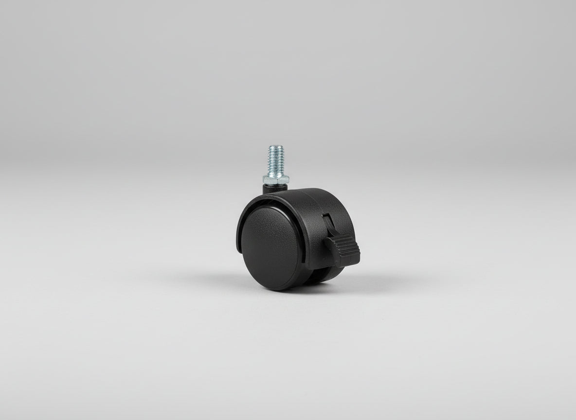 40mm Twin Wheel Threaded Stem Braked Castor