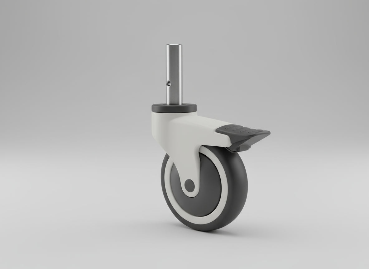 125mm Nylon Body Braked Stem Castor Grey