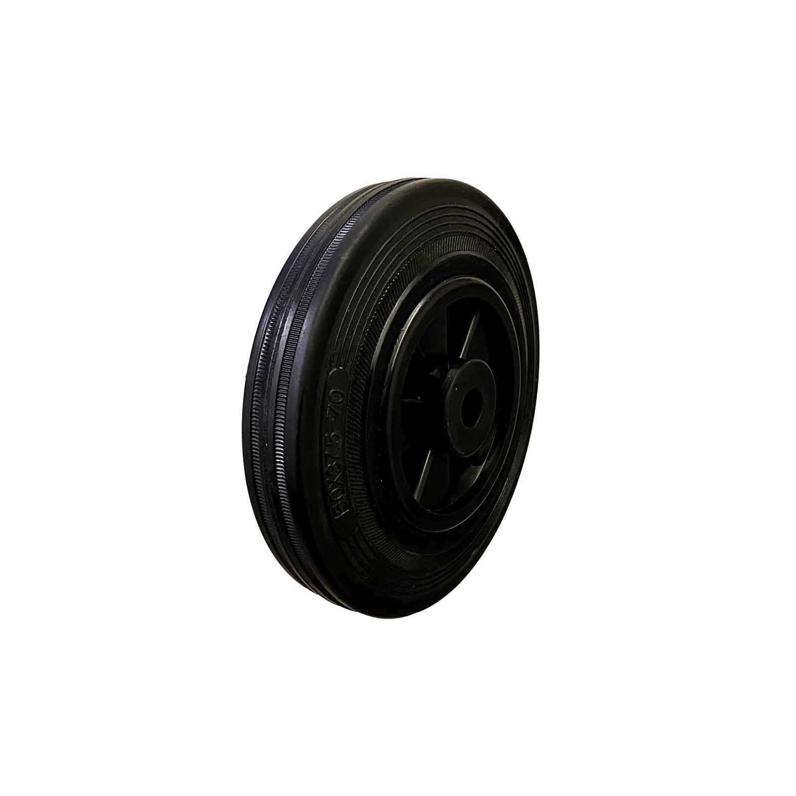 150mm Black Rubber Tyre Plain Bore Wheel