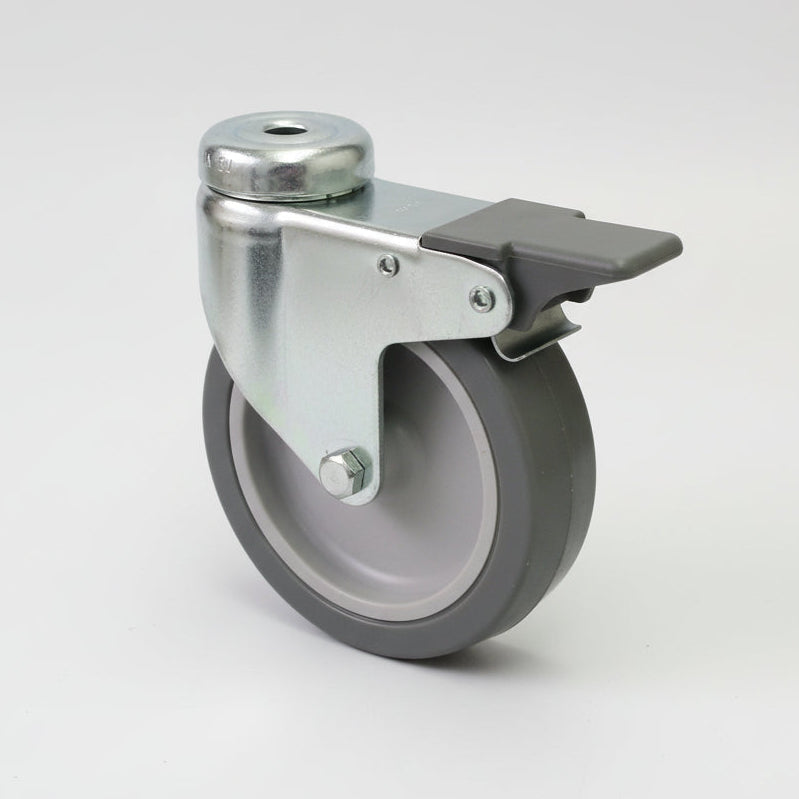 100mm Chrome Plated Bolt Hole Braked Castor