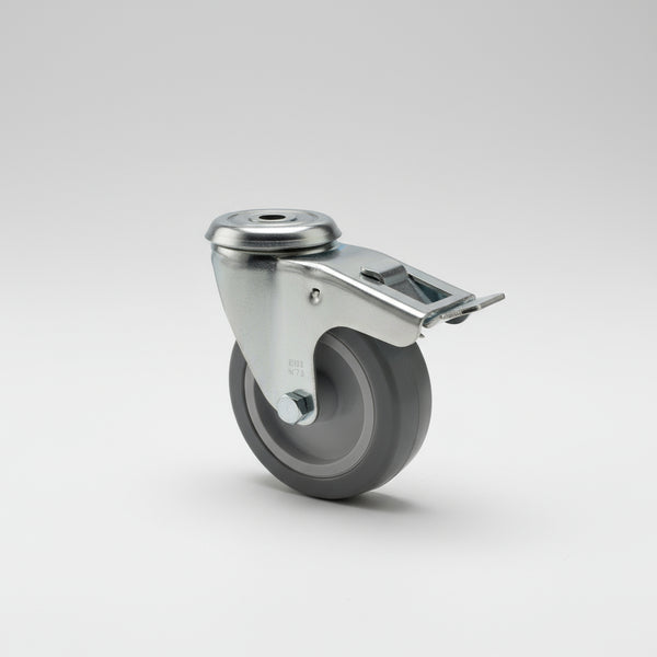Bolt hole castor with single central fixing