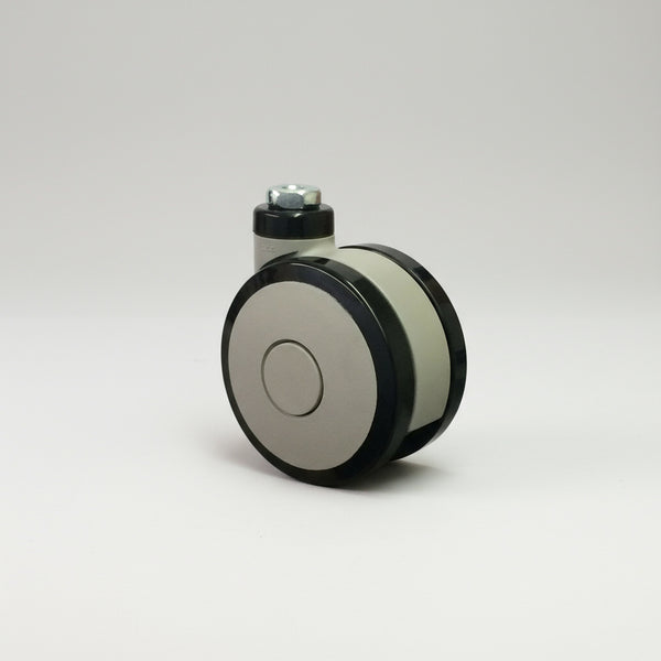 Twin wheel castor with polyurethane tyres