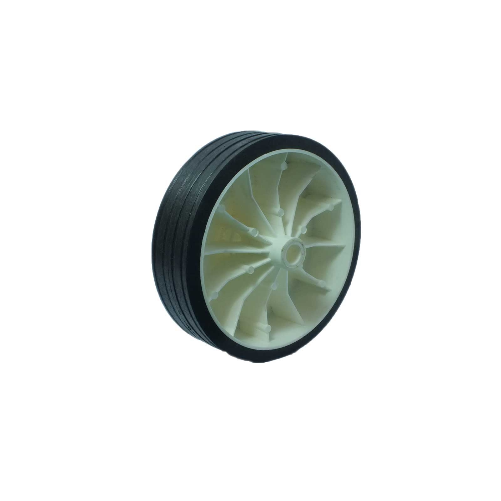 150mm White Plastic Centre Rubber Tyre Wheel