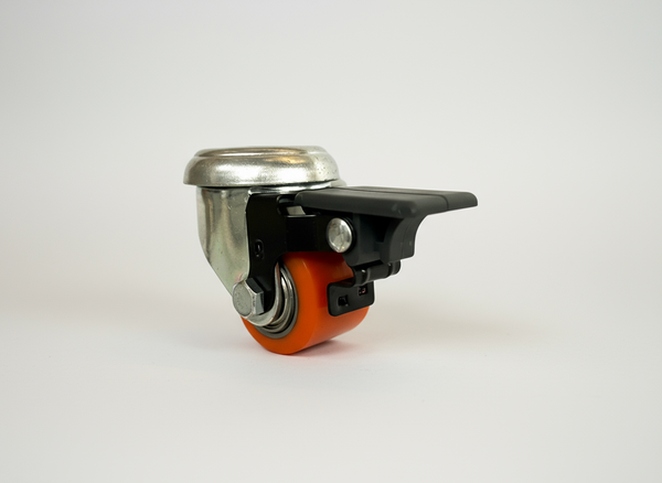 Kingpinless Castor with orange wheel