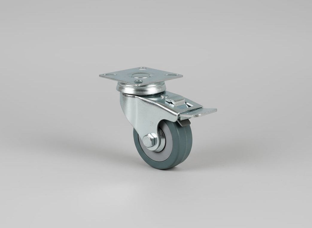 50mm Rubber Tyre Braked Plate Castor