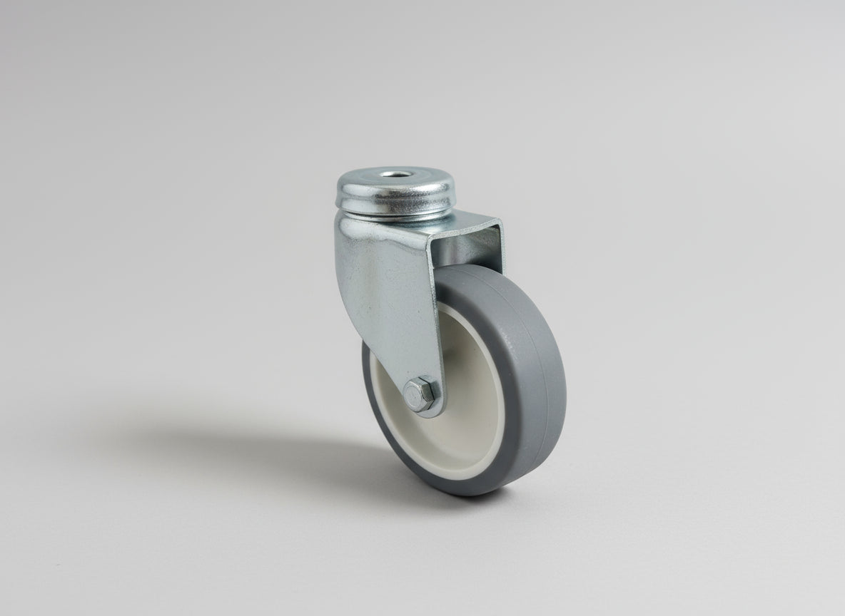 75mm Grey Rubber Tyre Bolt Hole Castor