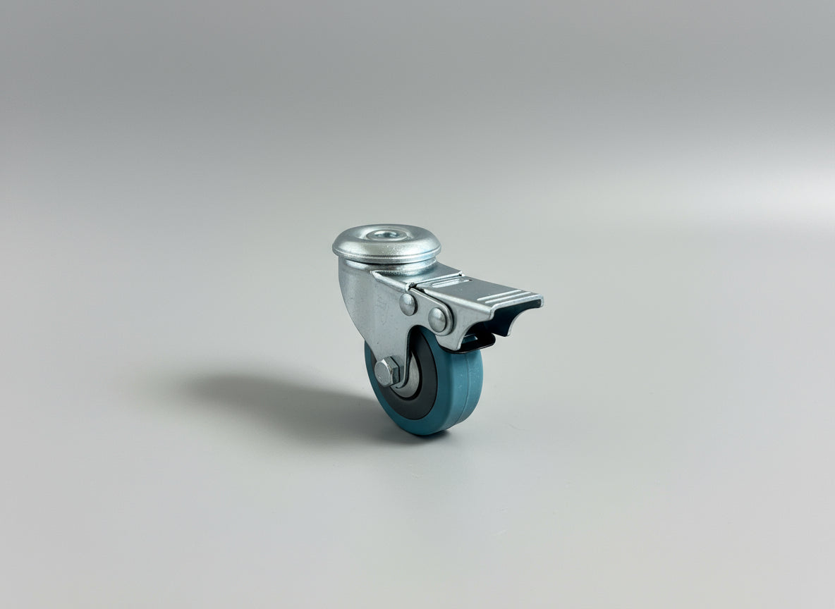 50mm Rubber Tyre Metal Brake Bolt Hole Castor